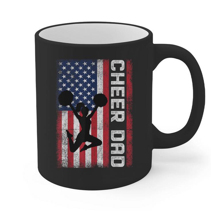 Cheer Dad American Flag Cheerleader Support Graphic Print Coffee Mug