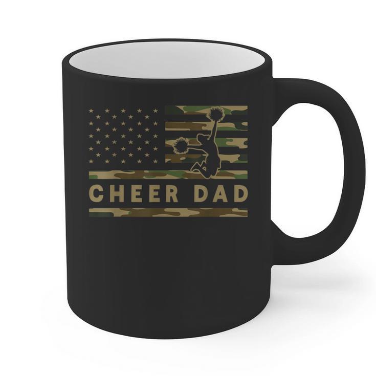Cheer Dad Camo American Flag Cheerleader Supporter Graphic Print Coffee Mug