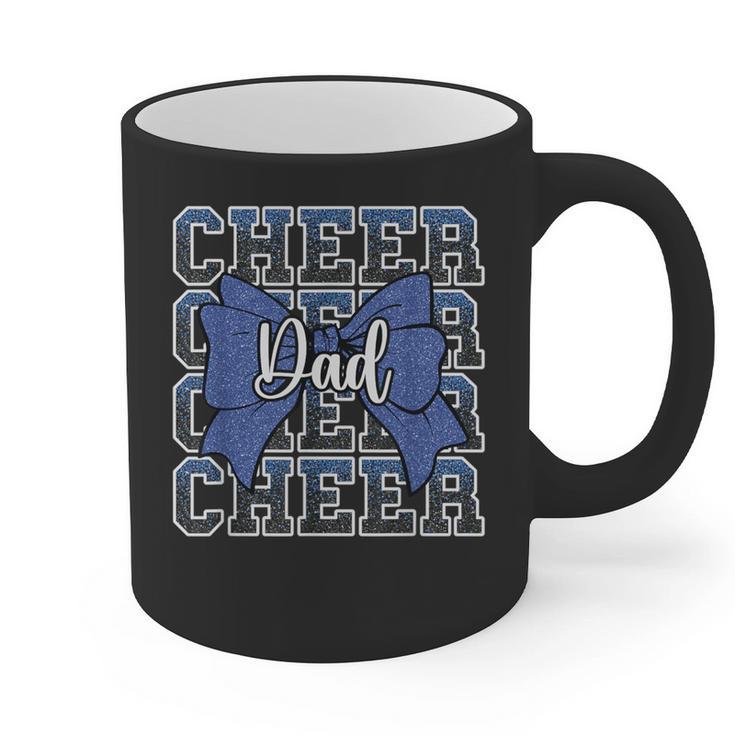 Cheer Dad Daddy Bow Sport Cheerleader Cheerleading Blue Graphic Print Coffee Mug