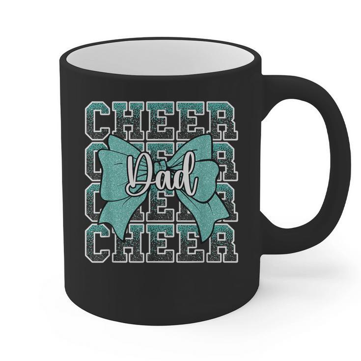 Cheer Dad Daddy Bow Sport Cheerleader Cheerleading Teal Blue Graphic Print Coffee Mug