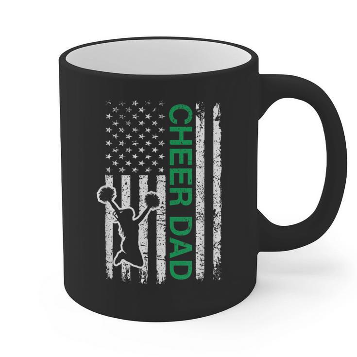 Cheer Dad Flag Green Cheerleading Graphic Print Coffee Mug
