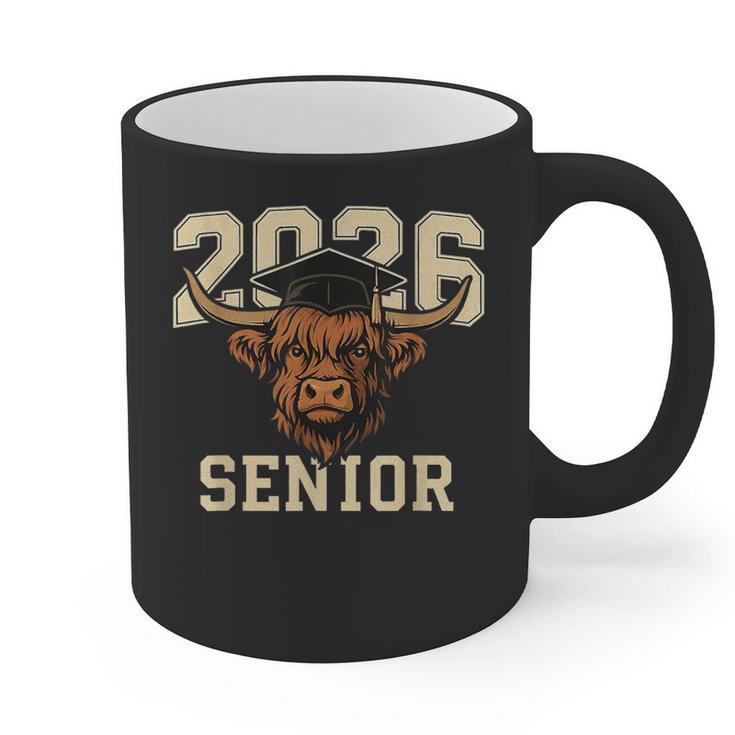Class Of 2026 Highland Cow Senior Graduation School Pride Graphic Print Coffee Mug