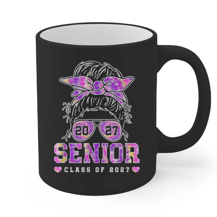 Class Of 2027 Senior Coquette Bow Messy Hair 26 Graduation Graphic Print Coffee Mug