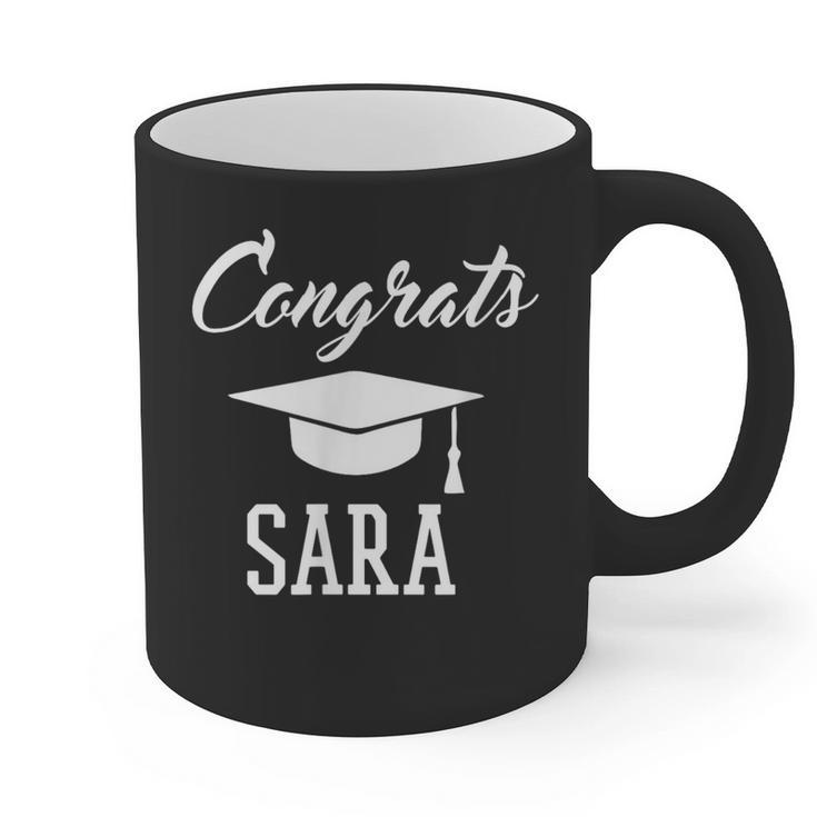 Congrats Sara College High School Graduation Graphic Print Coffee Mug