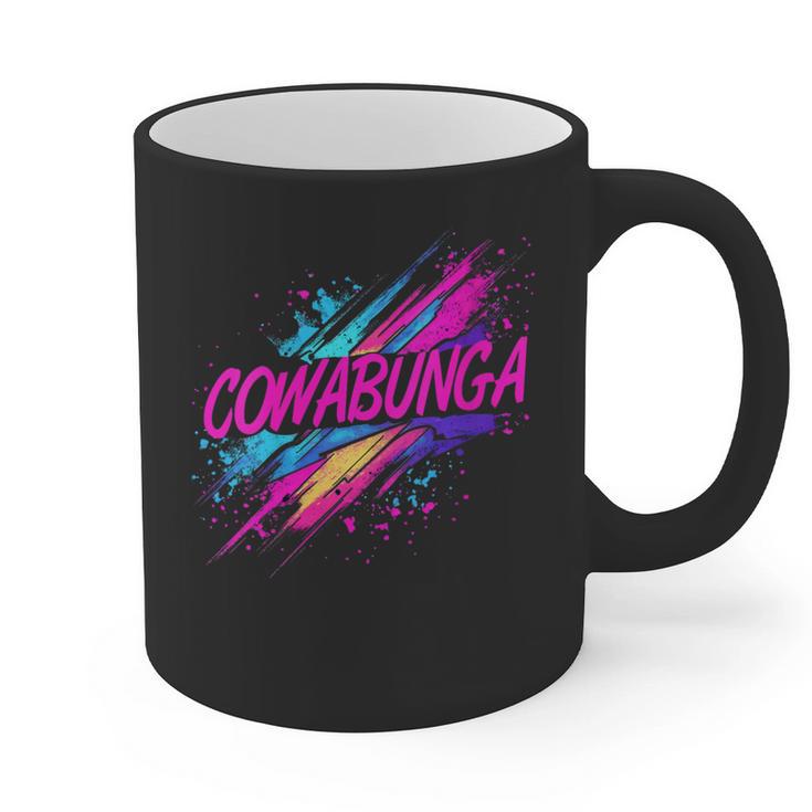 Cowabunga Retro 80s 90s Nostalgia Slang Neon Grunge Art Graphic Print Coffee Mug