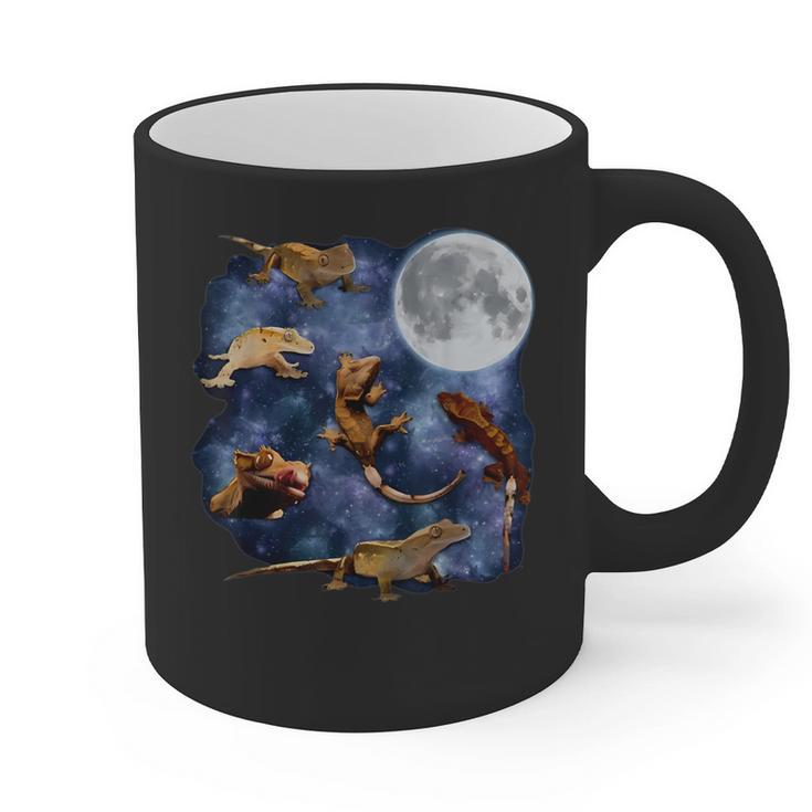 Crested Gecko Moon Retro Reptile Mom Dad Breeder Lover Graphic Print Coffee Mug