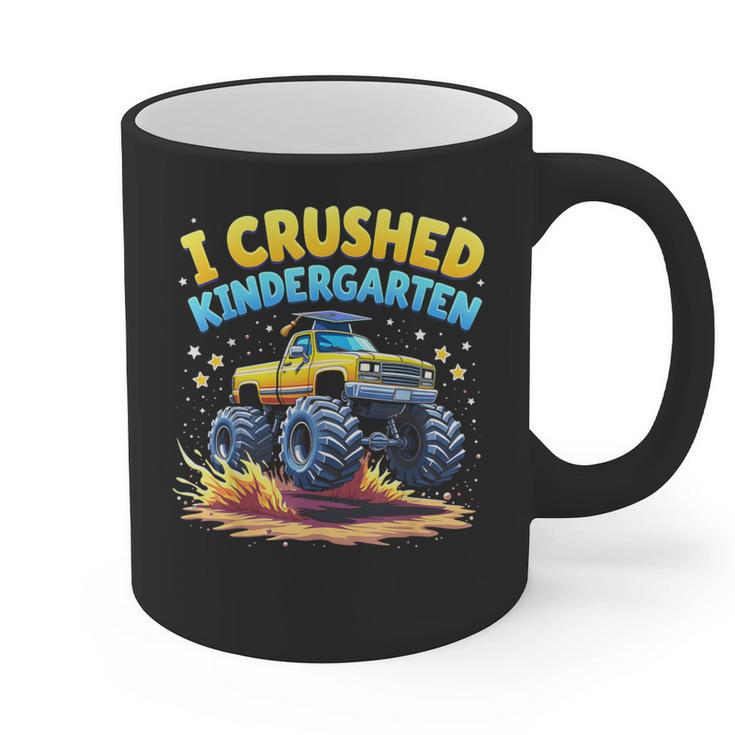 I Crushed Kindergarten Monster Truck Graduation Boys Kids Graphic Print Coffee Mug