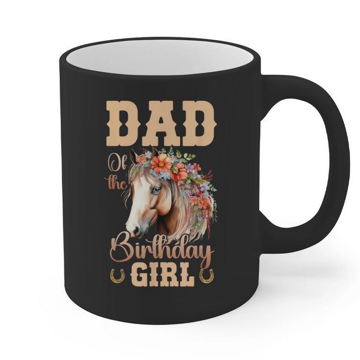 Cute Dad Of The Birthday Girl Horse Family Party Graphic Print Coffee Mug