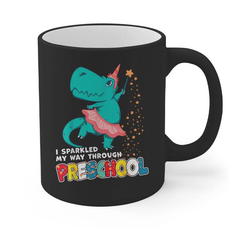 Cute Magical Ballerina Dino Unicorn Preschool Graduation Graphic Print Coffee Mug