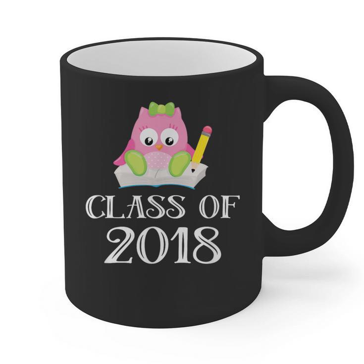 Cute Pink School Owl Class Of 2018 Graduation Graphic Print Coffee Mug