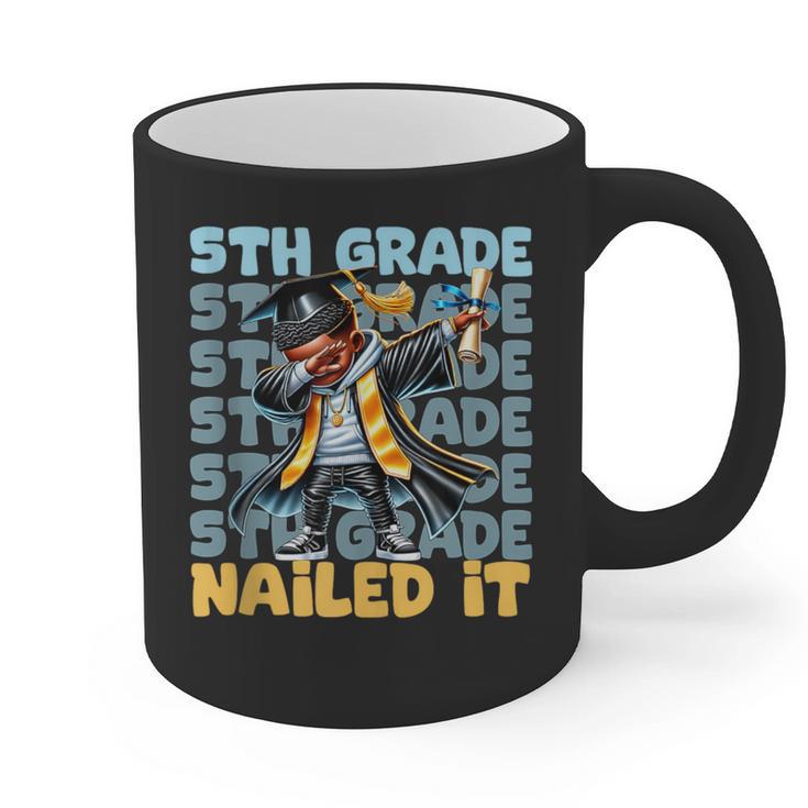 Dabbing Graduation Boy 5th Grade Nailed It Class Of 2025 Graphic Print Coffee Mug