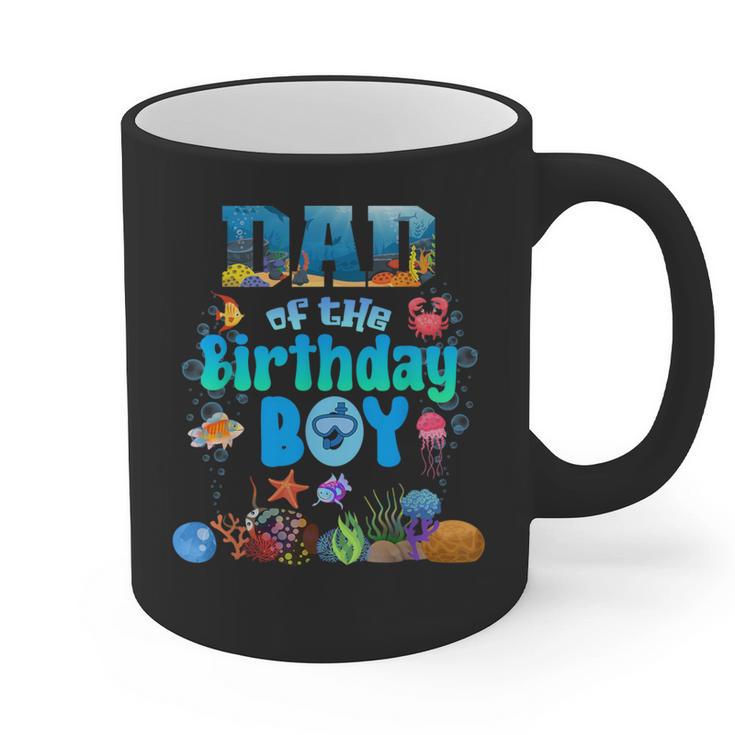 Dad Of The Birthday Boy Aquarium Sea Animals Matching Graphic Print Coffee Mug