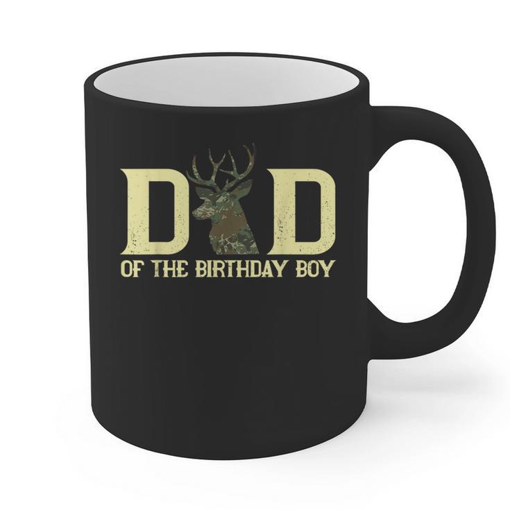 Dad Of The Birthday Boy Deer Hunter Camouflage Flag Graphic Print Coffee Mug