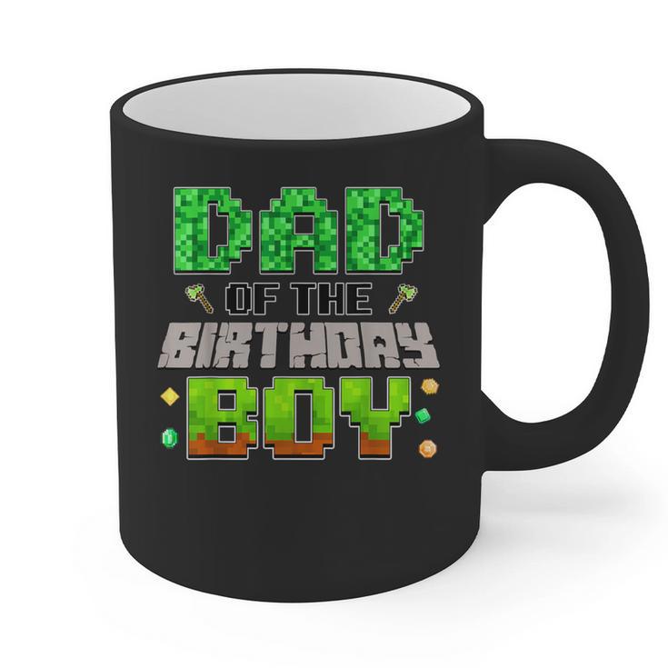 Dad Of The Birthday Boy Family Gaming Pixel Birthday Party Graphic Print Coffee Mug