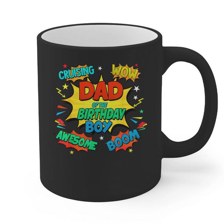 Dad Of The Birthday Boy Shirt Father Superhero Comic Party Graphic Print Coffee Mug