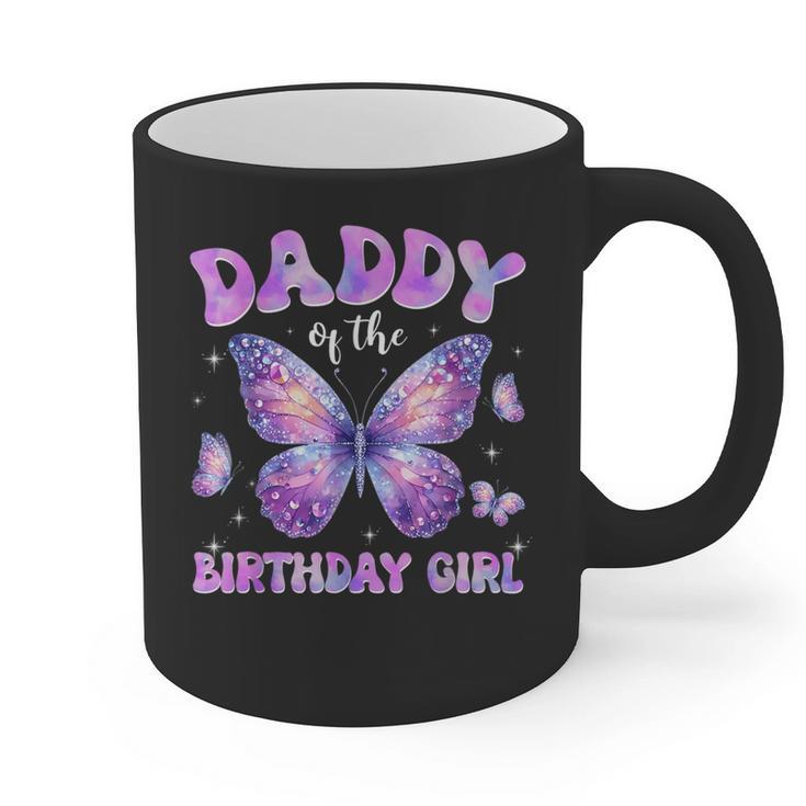 Dad Of The Birthday Girl Tie Dye Butterfly Birthday Family Graphic Print Coffee Mug