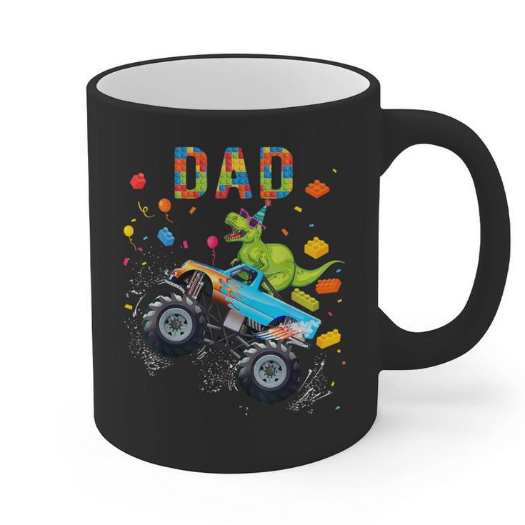 Dad Building Blocks Monster Truck Dinosaur Birthday Graphic Print Coffee Mug