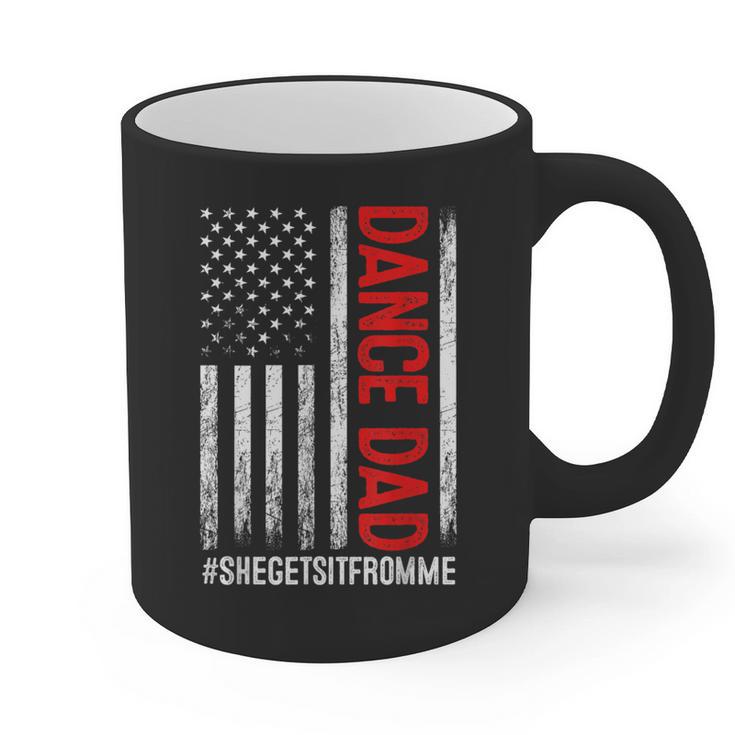 Dad Dance She Get It From Me Proud Dancer Dad USA Flag Men Graphic Print Coffee Mug