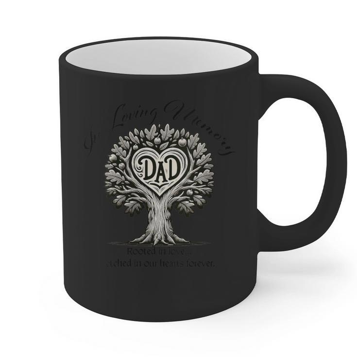 Dad Father Memory And Memorial Tree Of Life With Heart Graphic Print Coffee Mug