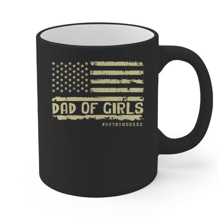 Dad Of Girls Outnumbered US Flag Father's Day Daughter Dad Graphic Print Coffee Mug