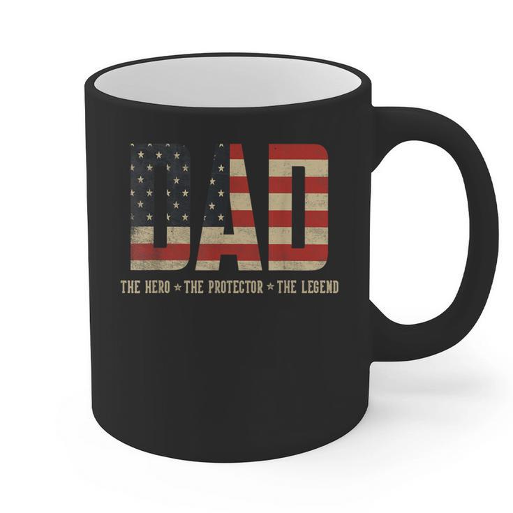 Dad Protector Hero Legend USA Flag Dad Father's Day Graphic Print Coffee Mug
