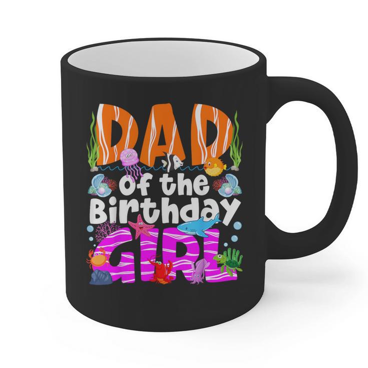 Dad Under Sea Birthday Party Girls Ocean Sea Animals Themed Graphic Print Coffee Mug