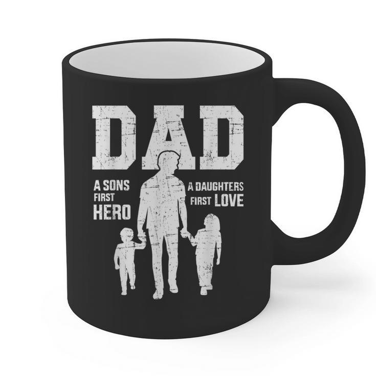 Dad Sons First Hero Daughter Love For Father's Day Graphic Print Coffee Mug
