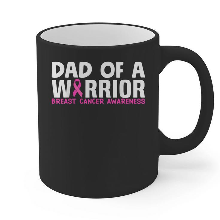Dad Of A Warrior Breast Cancer Awareness Support Daughter Graphic Print Coffee Mug