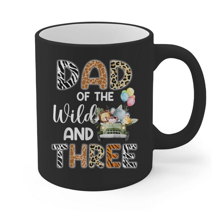 Dad Of The Wild And Three 3 Birthday Zoo Theme Safari Jungle Graphic Print Coffee Mug
