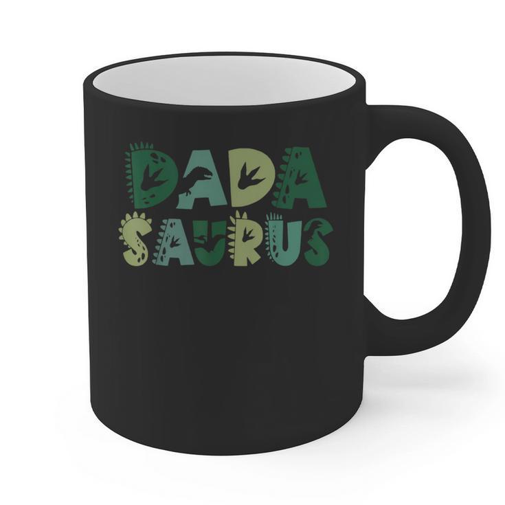 Dada Saurus Dad Dinosaur Three Rex Birthday Boy Girl Family Graphic Print Coffee Mug