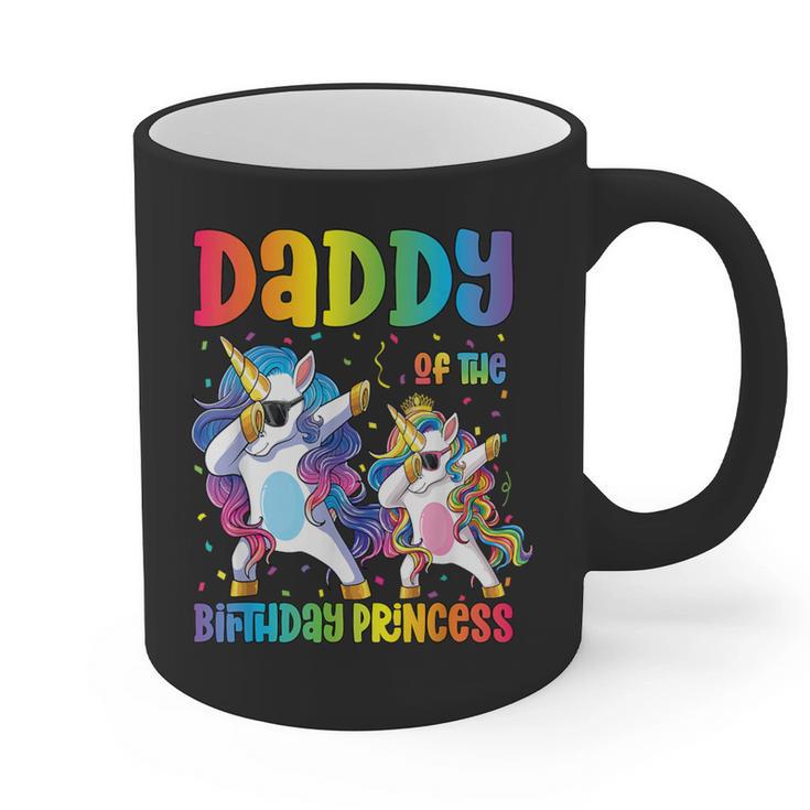 Daddy Of The Birthday Girl Dabbing Princess Unicorn Dad Graphic Print Coffee Mug