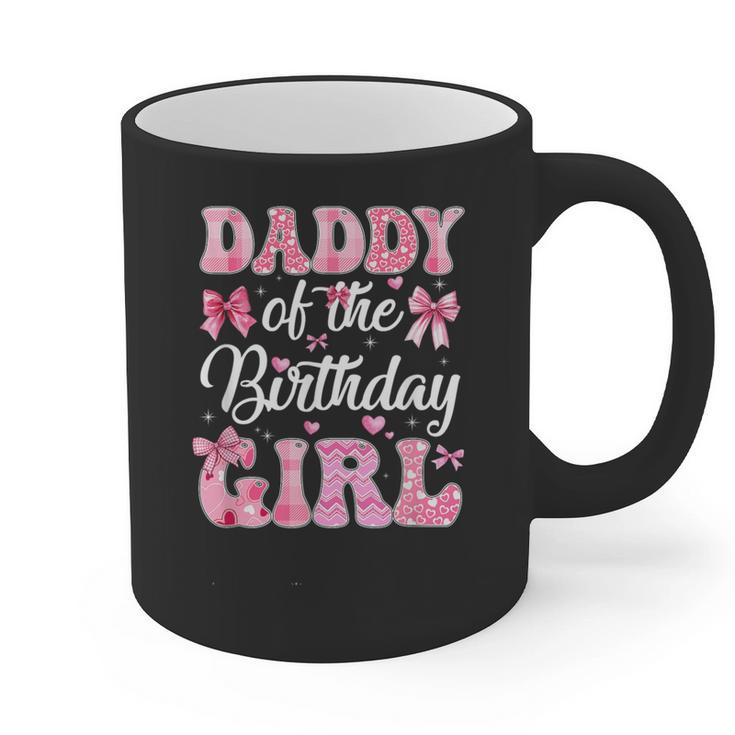 Daddy Of The Birthday Girl Family Pink Coquette Bow Graphic Print Coffee Mug