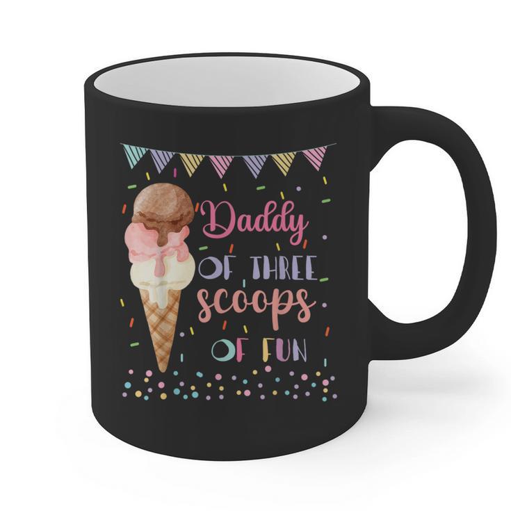 Daddy Dad Ice Cream Third Birthday Three Scoops Of Fun Graphic Print Coffee Mug