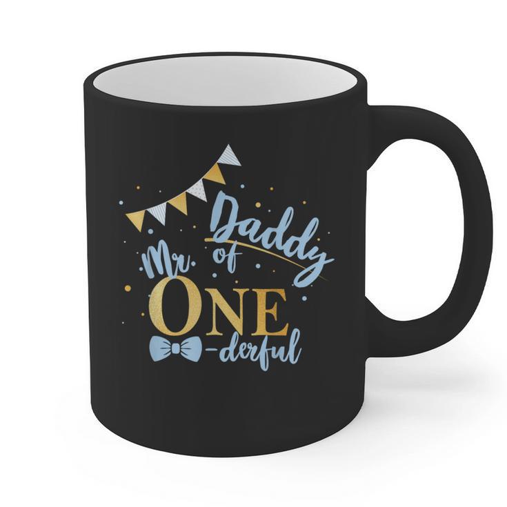 Daddy Of Mr One-Derful Party Blue-Gold Dad Boy 1st Birthday Graphic Print Coffee Mug
