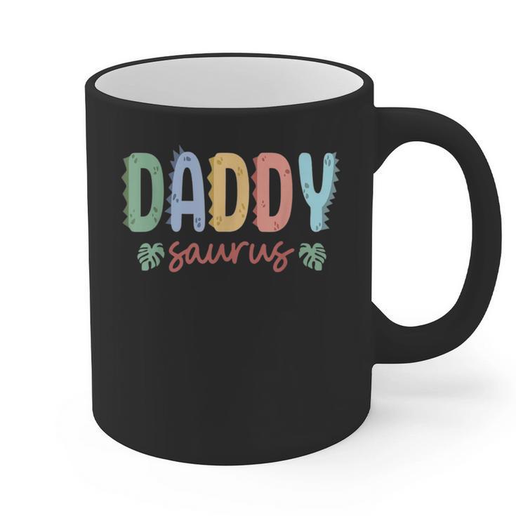 Daddy Saurus Dad Dinosaur Three Rex Birthday Boy Girl Family Graphic Print Coffee Mug