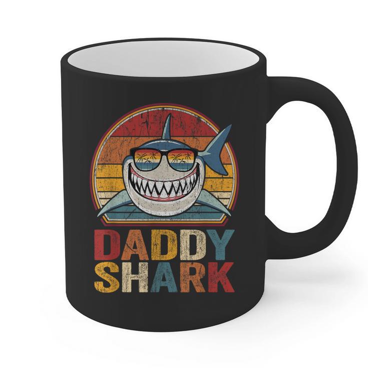 Daddy Shark Retro Shark Shirt Pajamas For Dad Dad Graphic Print Coffee Mug