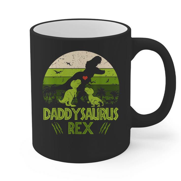 Daddysaurus Rex 2 Kids Sunset Tshirt For Fathers Day Graphic Print Coffee Mug