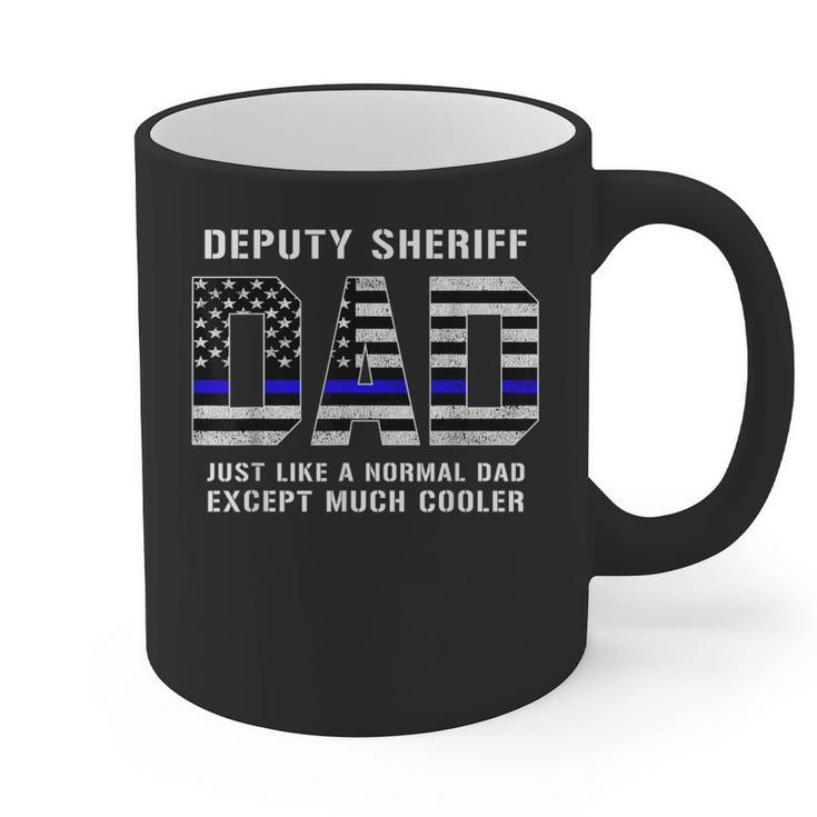 Deputy Sheriff Dad Much Cooler Fathers Day Thin Blue Line Graphic Print Coffee Mug