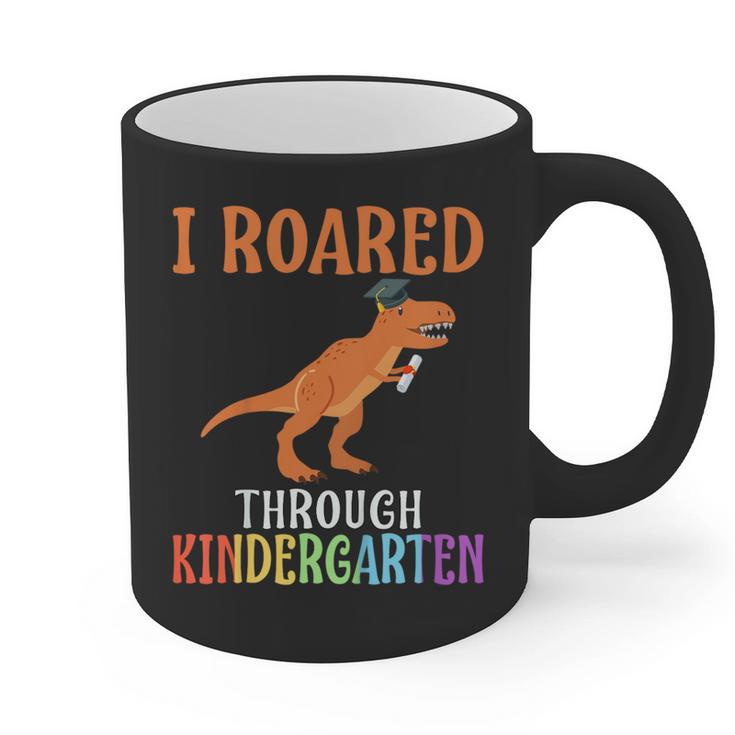 Dinosaur Graduation I Roared Through Kindergarten T-Shirt Graphic Print Coffee Mug