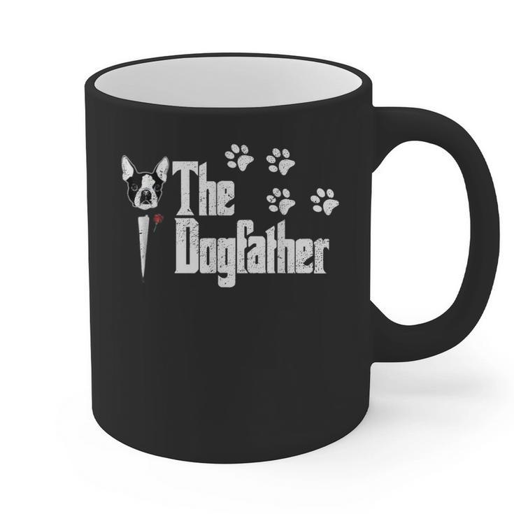The Dogfather Boston Terrier Dog Dad Tshirt Idea Graphic Print Coffee Mug