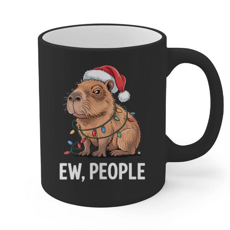 Ew People Capybara Christmas Lights Introvert Humor Graphic Print Coffee Mug