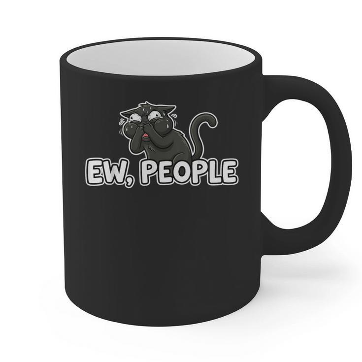 Ew People Cat Anti Social Introvert Graphic Print Coffee Mug