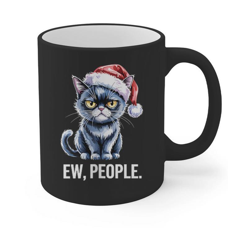 Ew People Cat Christmas Introvert Holiday Humor Graphic Print Coffee Mug