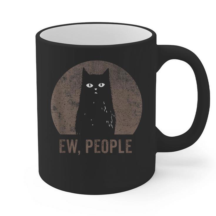 Ew People Introvert Cat Meow Cat Lover Men Women Kids Graphic Print Coffee Mug