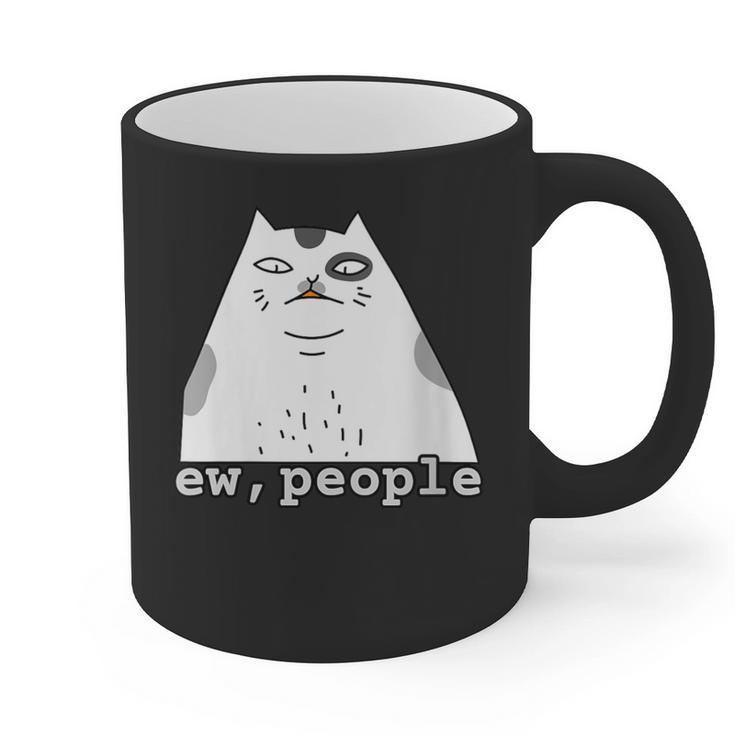 Ew People Introvert Sayings Sarcastic Cat Quote Graphic Print Coffee Mug