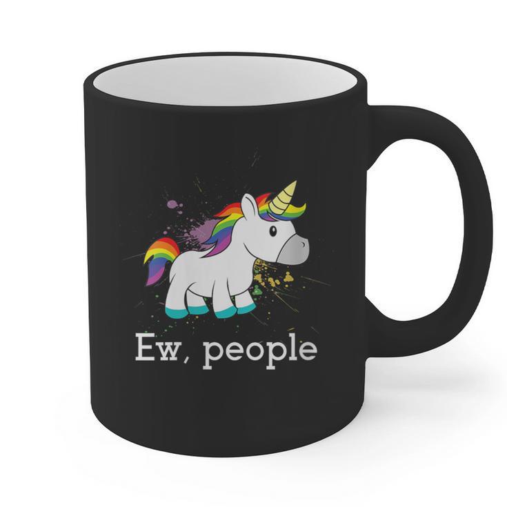Ew People Unicorn Lover Introvert Rainbow Unicorn Graphic Print Coffee Mug