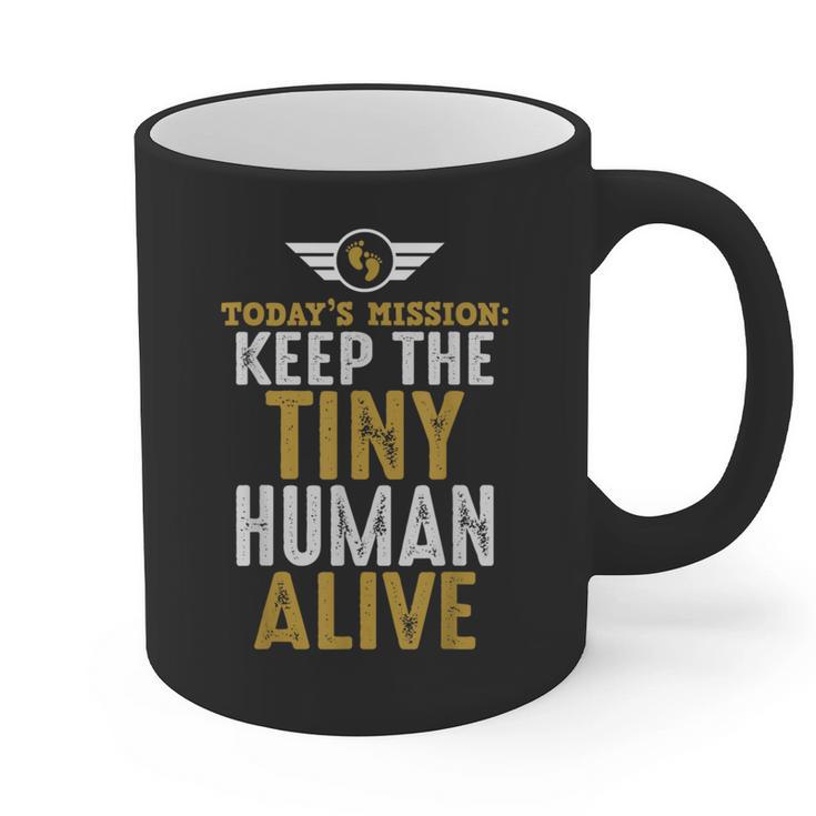 Father's Day By Tee Company New Dad First Time Father Keep Tiny Human Alive Adult Classic Fit Short Sleeve Graphic Print Coffee Mug