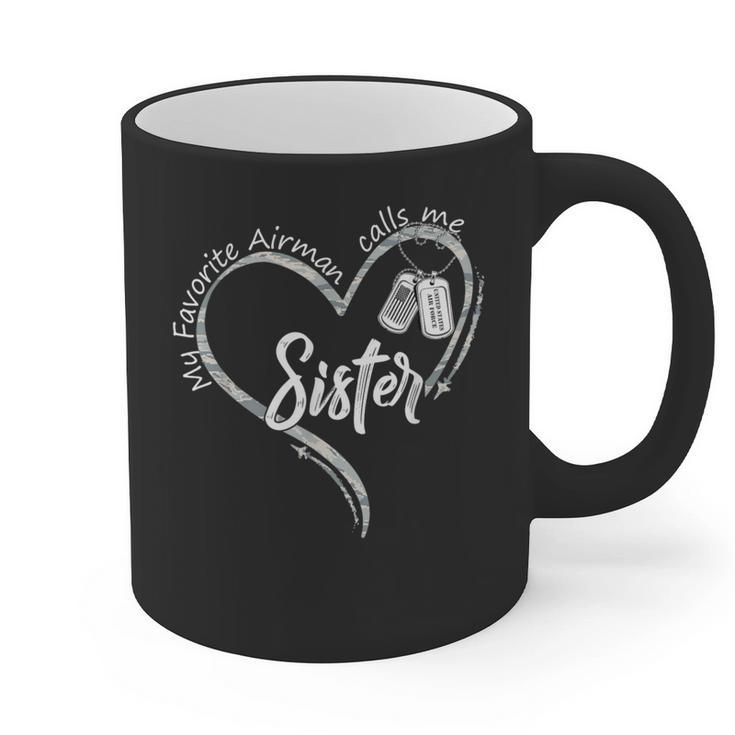 My Favorite Airman Calls Me Sister USAF Graduation Sister Graphic Print Coffee Mug