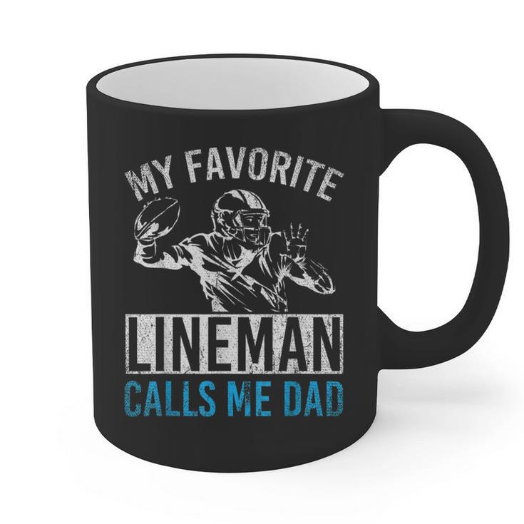 My Favorite Lineman Calls Me Dad American Football Lineman Graphic Print Coffee Mug
