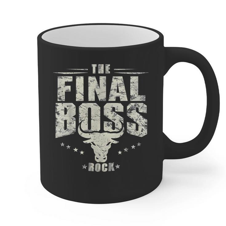 The Final Boss Vintage Rock Bull Fun Tee For Strong Dads Graphic Print Coffee Mug
